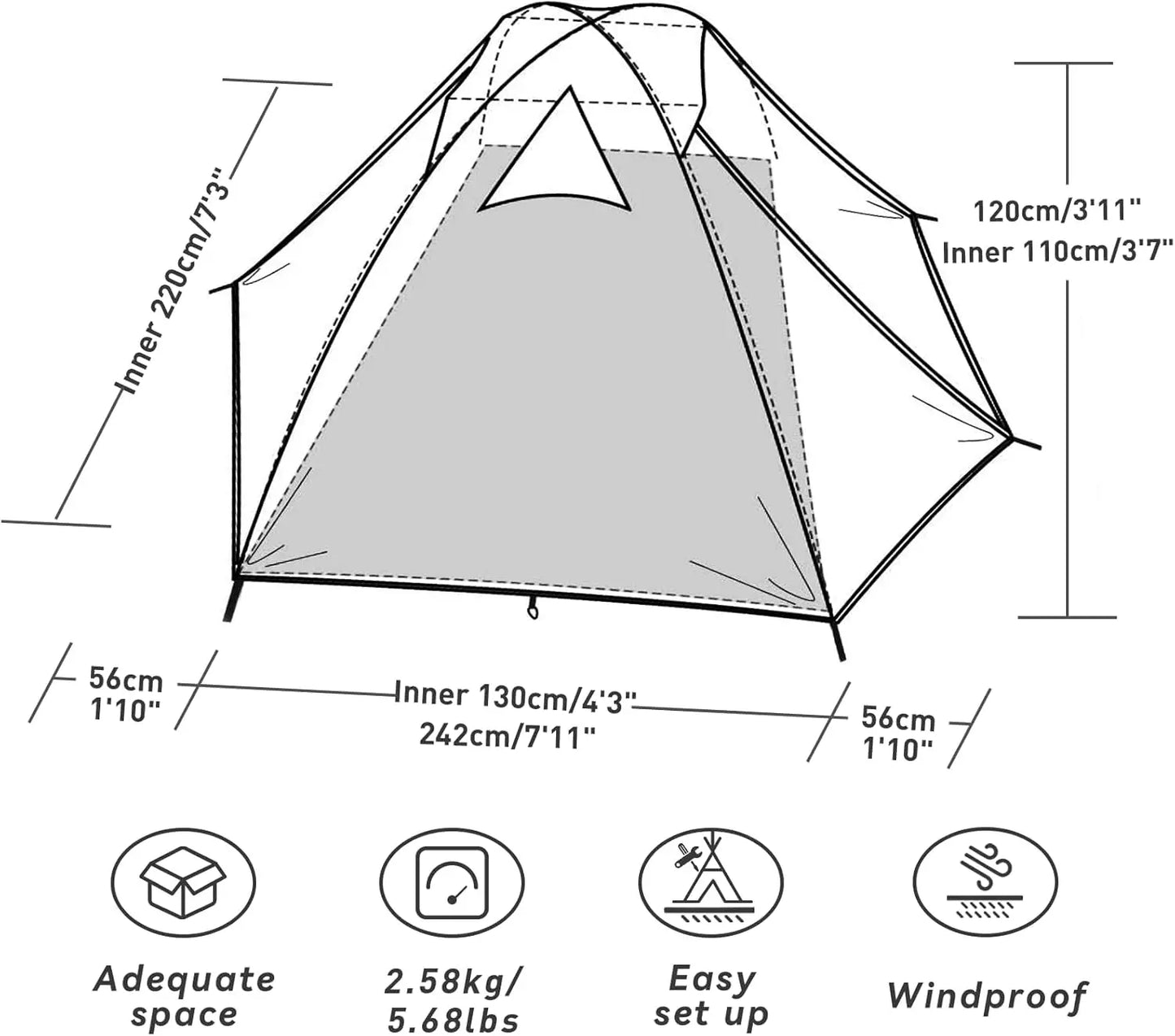 Camping Tent Lightweight Waterproof And Windproof For Outdoor Hiking