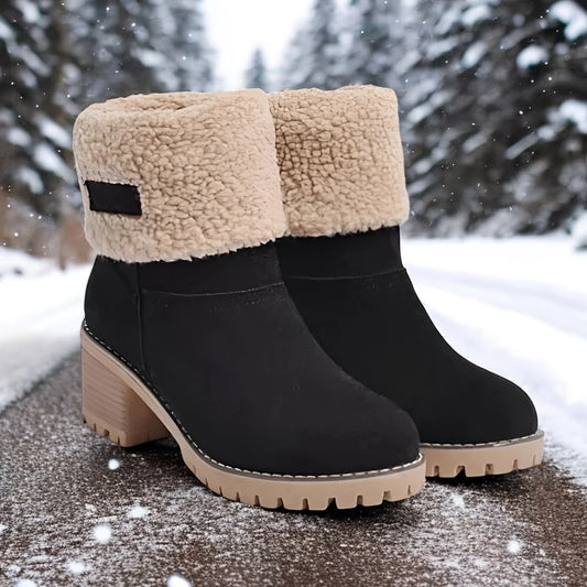 Winter Faux Fur Snow Boots For Women Platform Block Heels