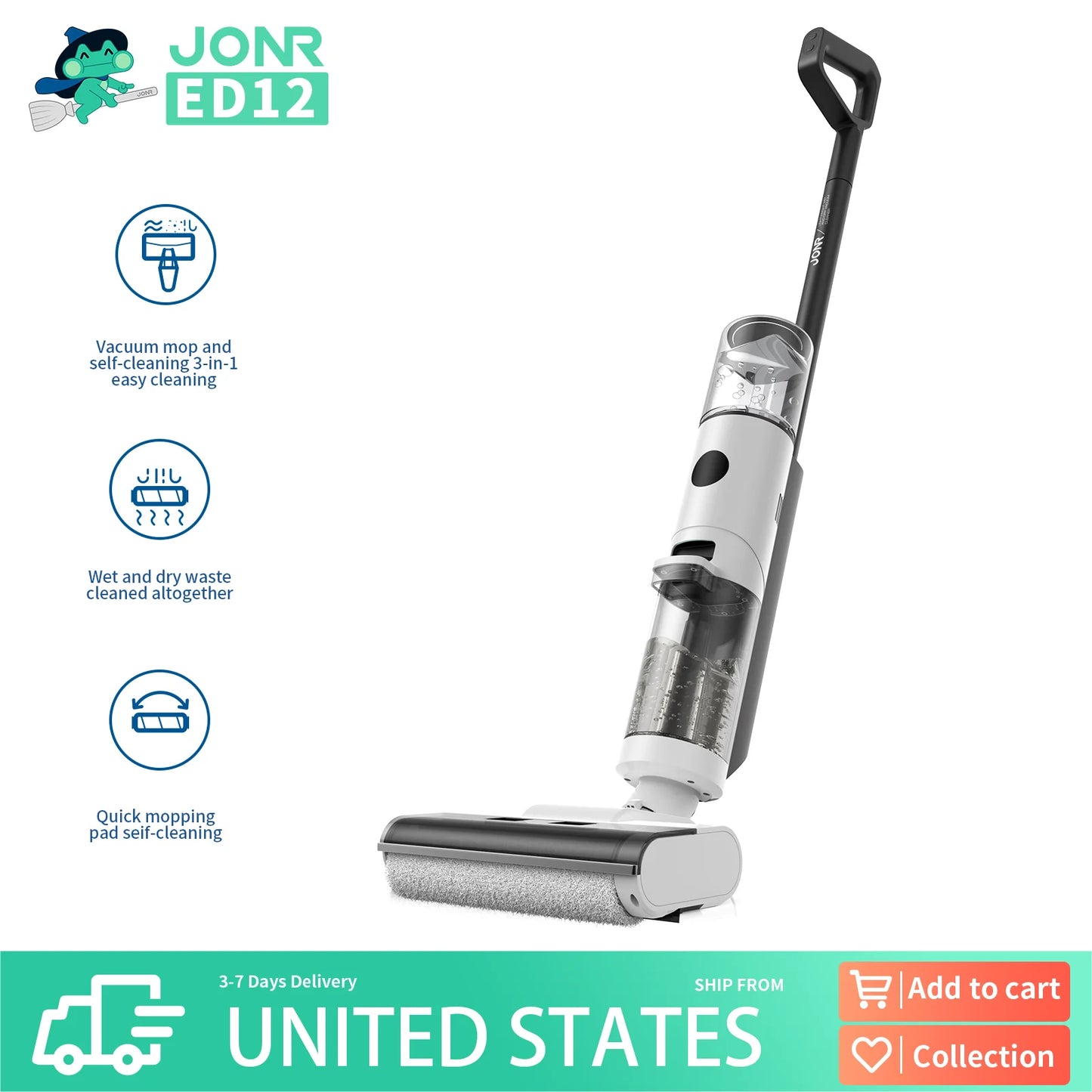 JONR ED12 Wet Dry Smart Vacuum Cleaner For Floors Mop