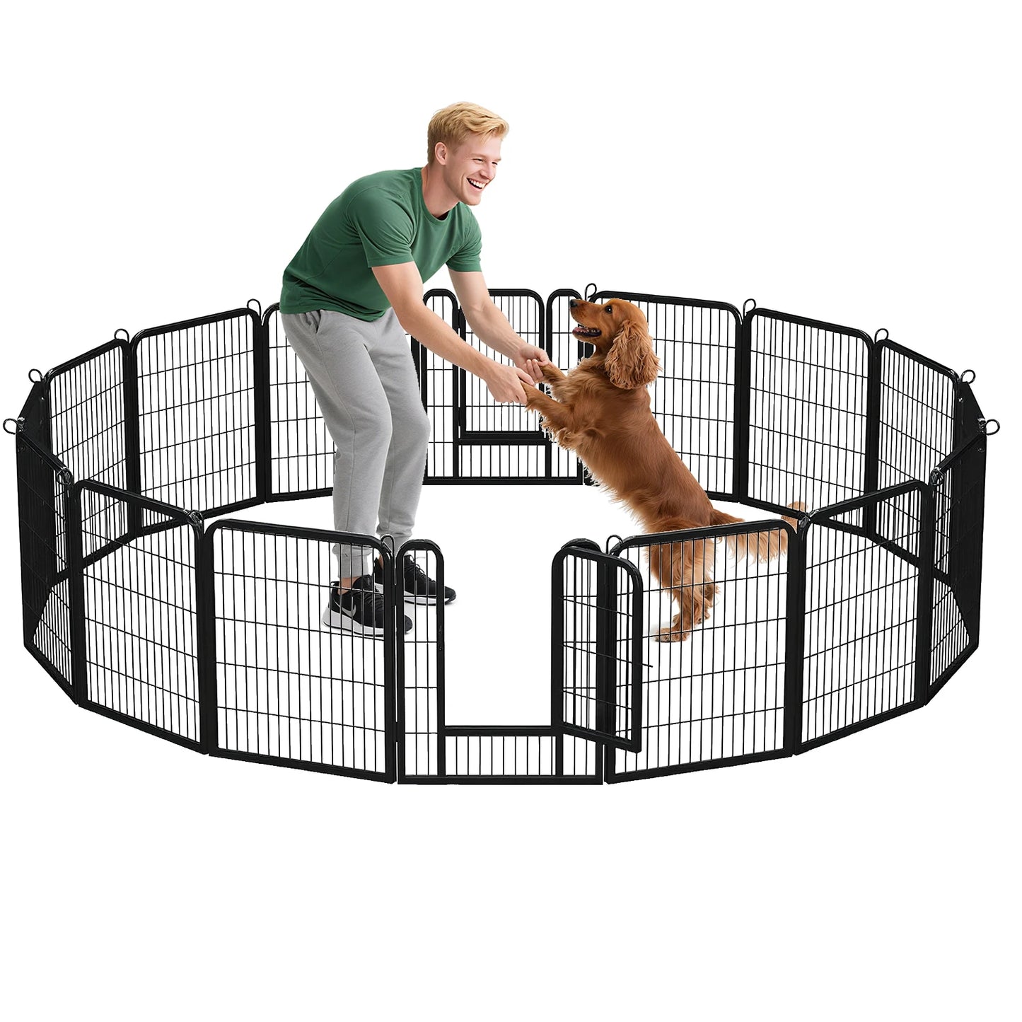 PEQULTI Heavy Duty Metal Puppy Playpen Eight Or Sixteen Panels