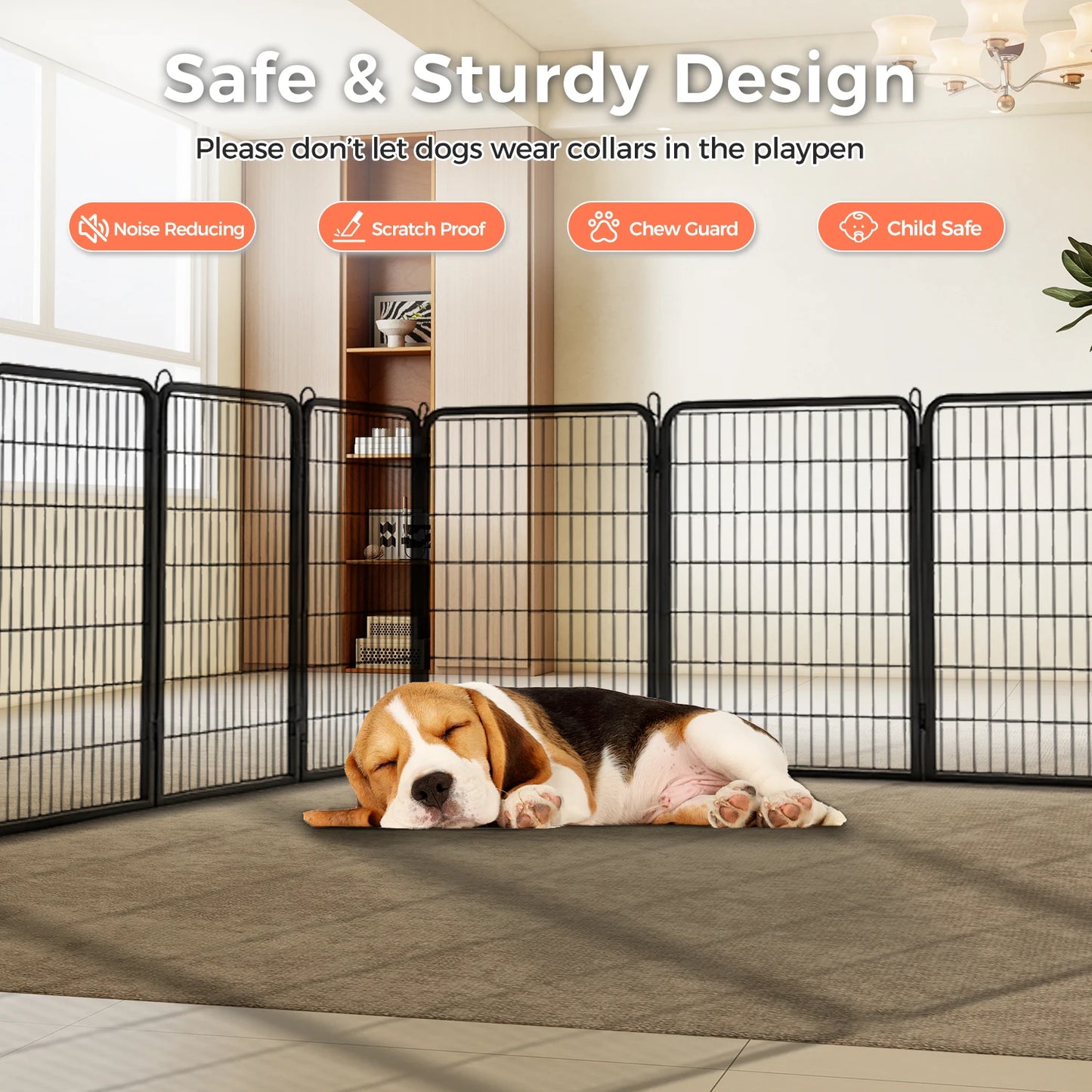 PEQULTI Heavy Duty Metal Puppy Playpen Eight Or Sixteen Panels