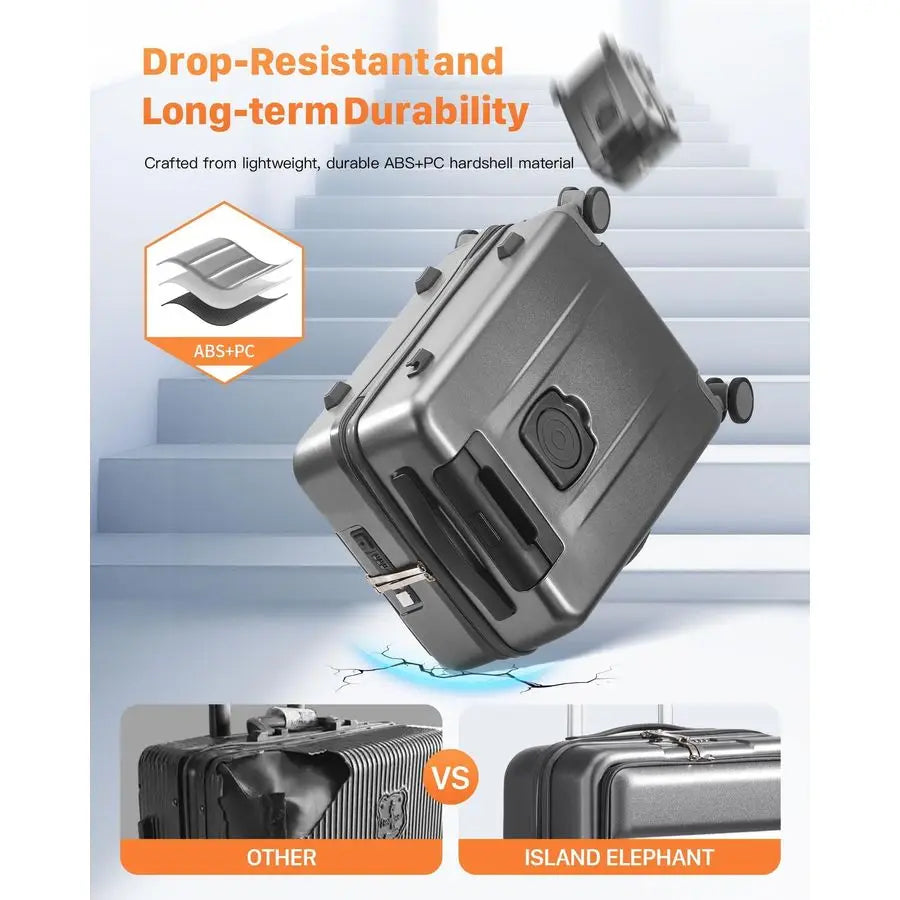 XMSJ Carry On Luggage Hardside Travel Case Front Pocket