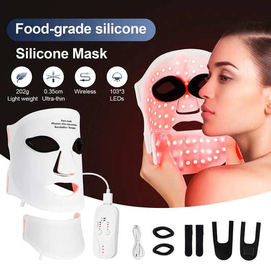 Foreverlily Silicone LED Mask With Neck Infrared Therapy