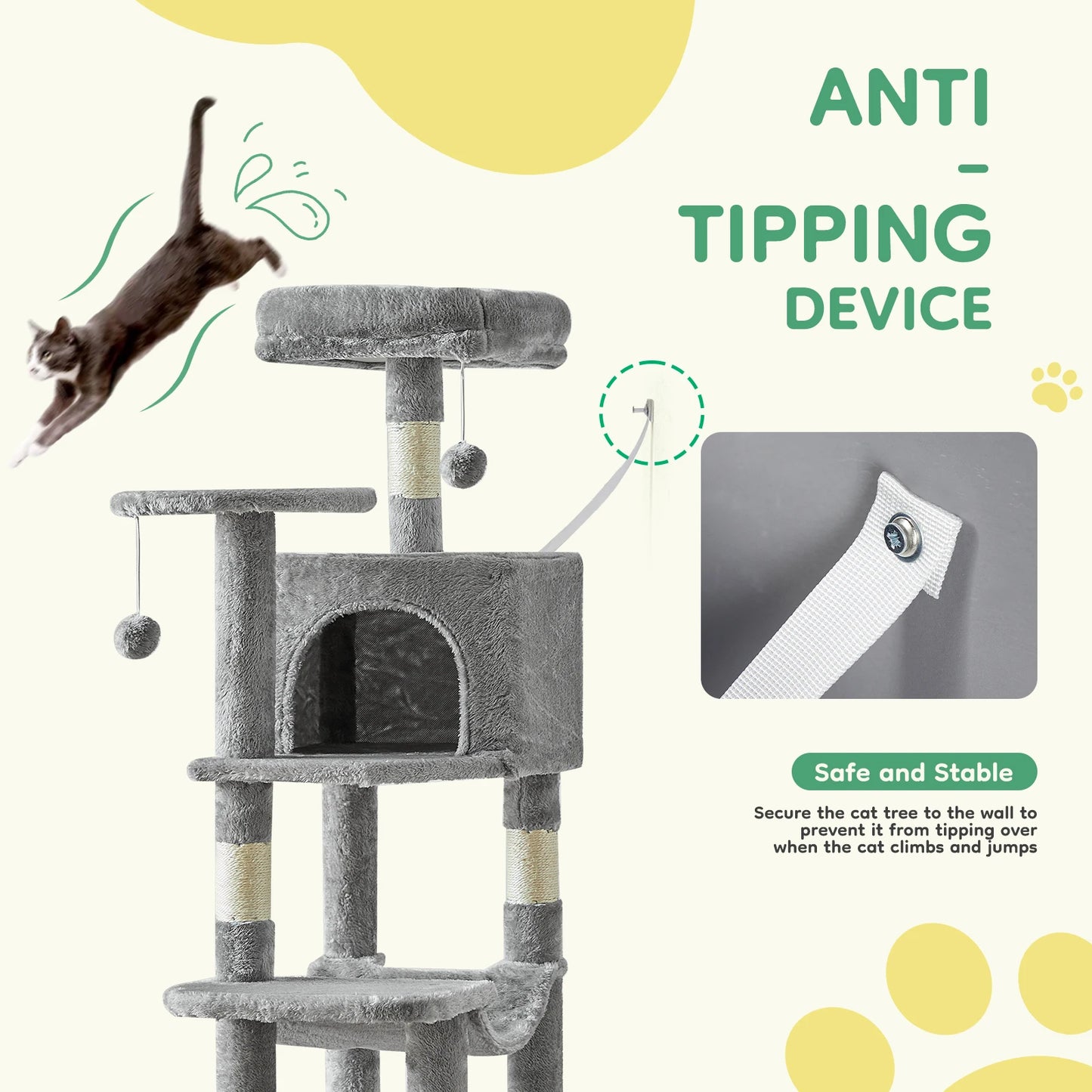 JHK Cat Tree Tower for Multi-Cat Homes and Scratching Posts
