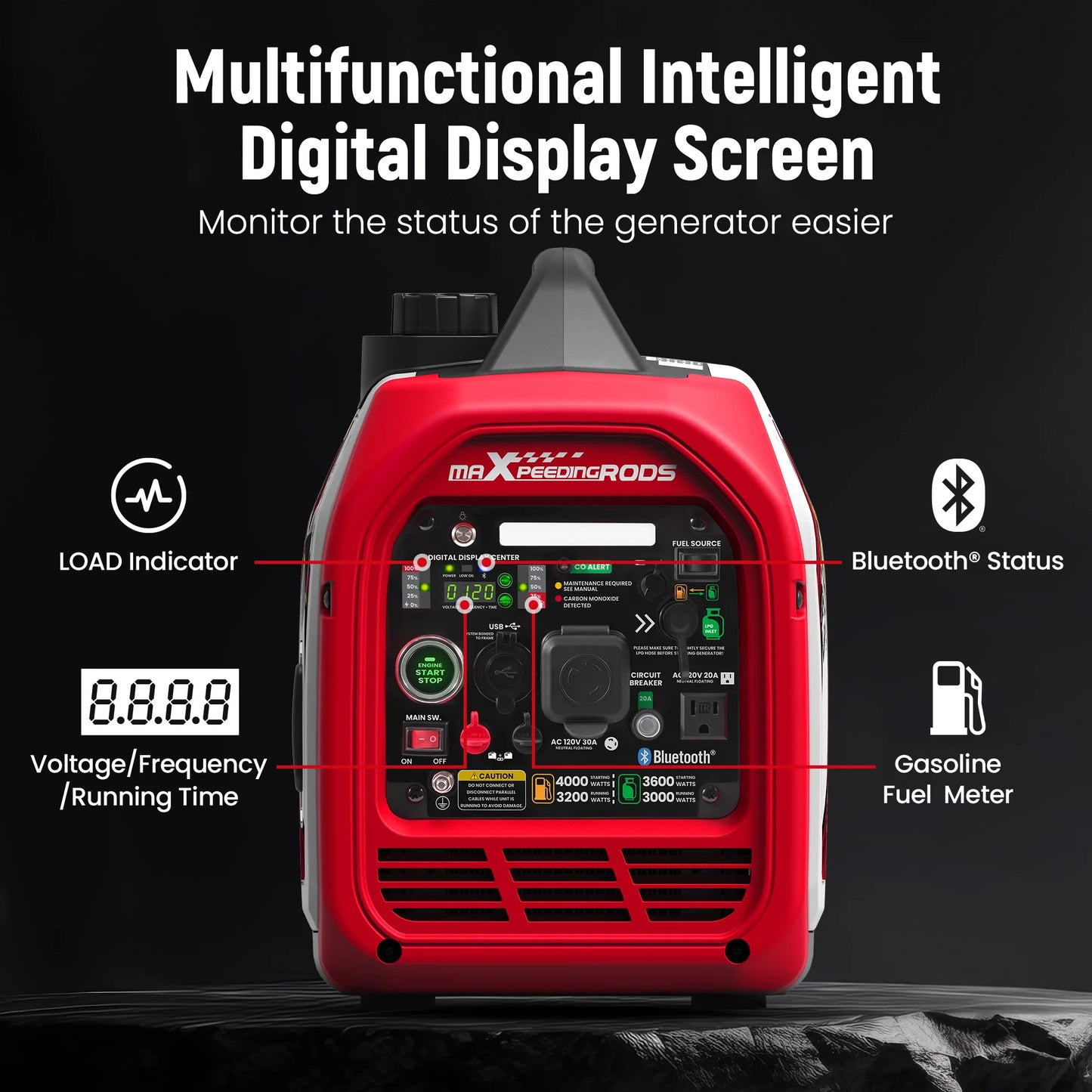 Maxpeedingrods 4KW Portable Dual Fuel Inverter Generator Bluetooth LPG