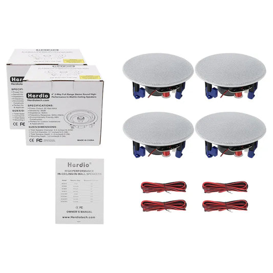 Herdio 320W 2-Way Flush Mount Ceiling Speakers For Home