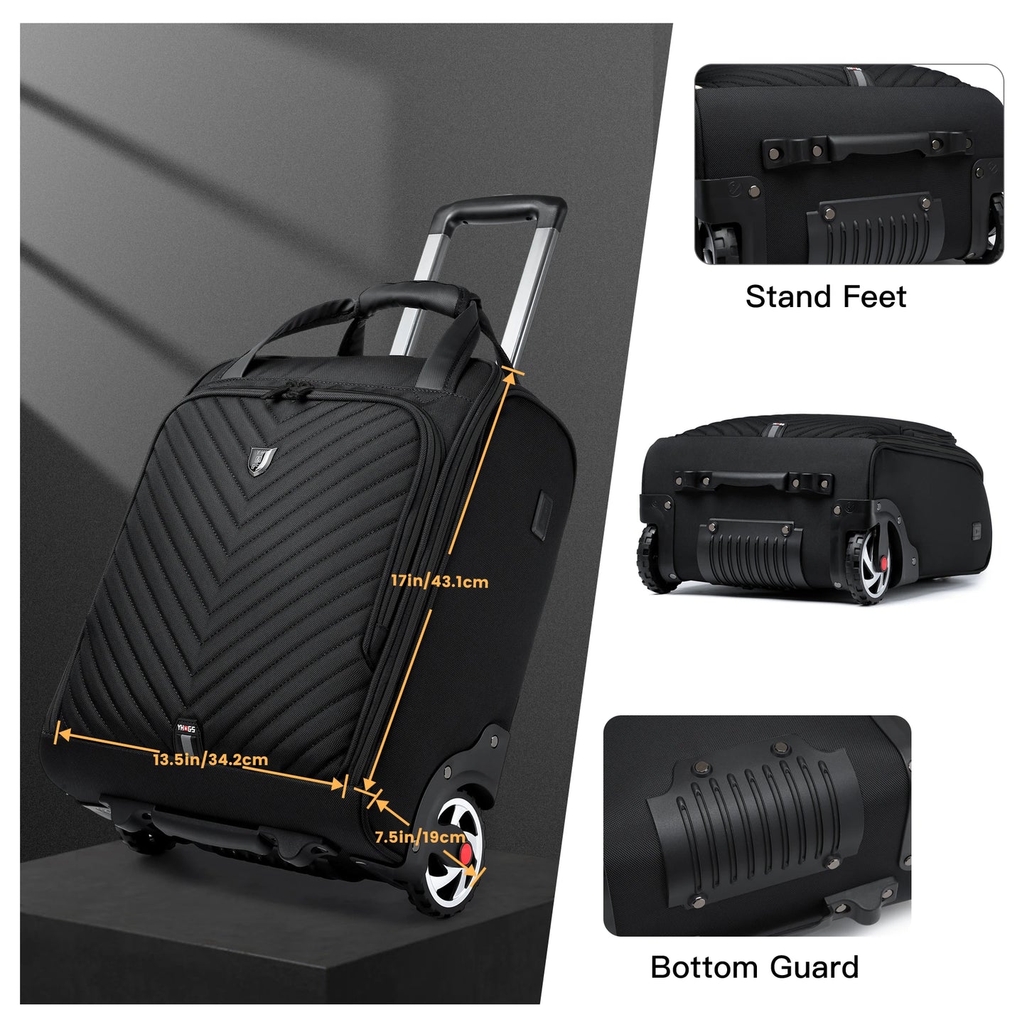 RUCYENCN Laptop Carry On Rolling Luggage Bag With Wheels