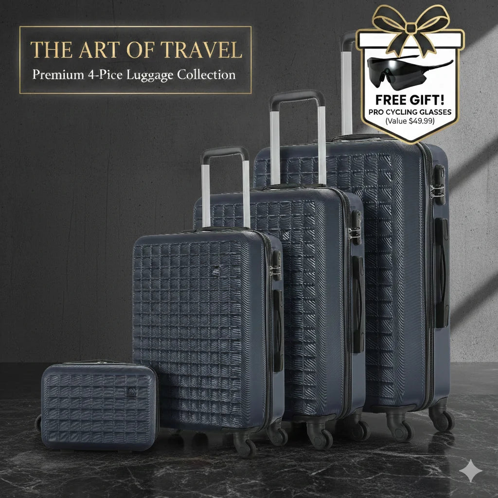 NONECN 4 Piece ABS Hardside Spinner Luggage Set