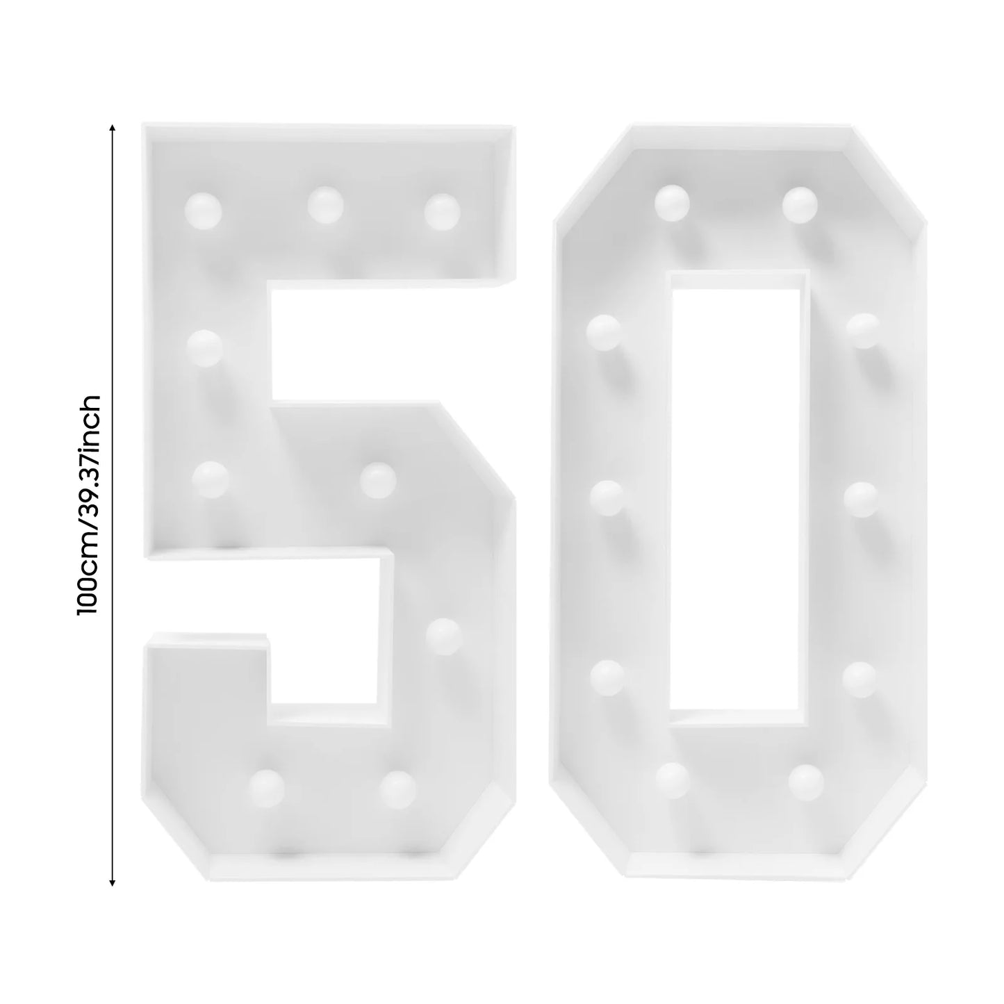 Bymaocar 50 Light Up Numbers Luminous Stereoscopic Birthday Frame