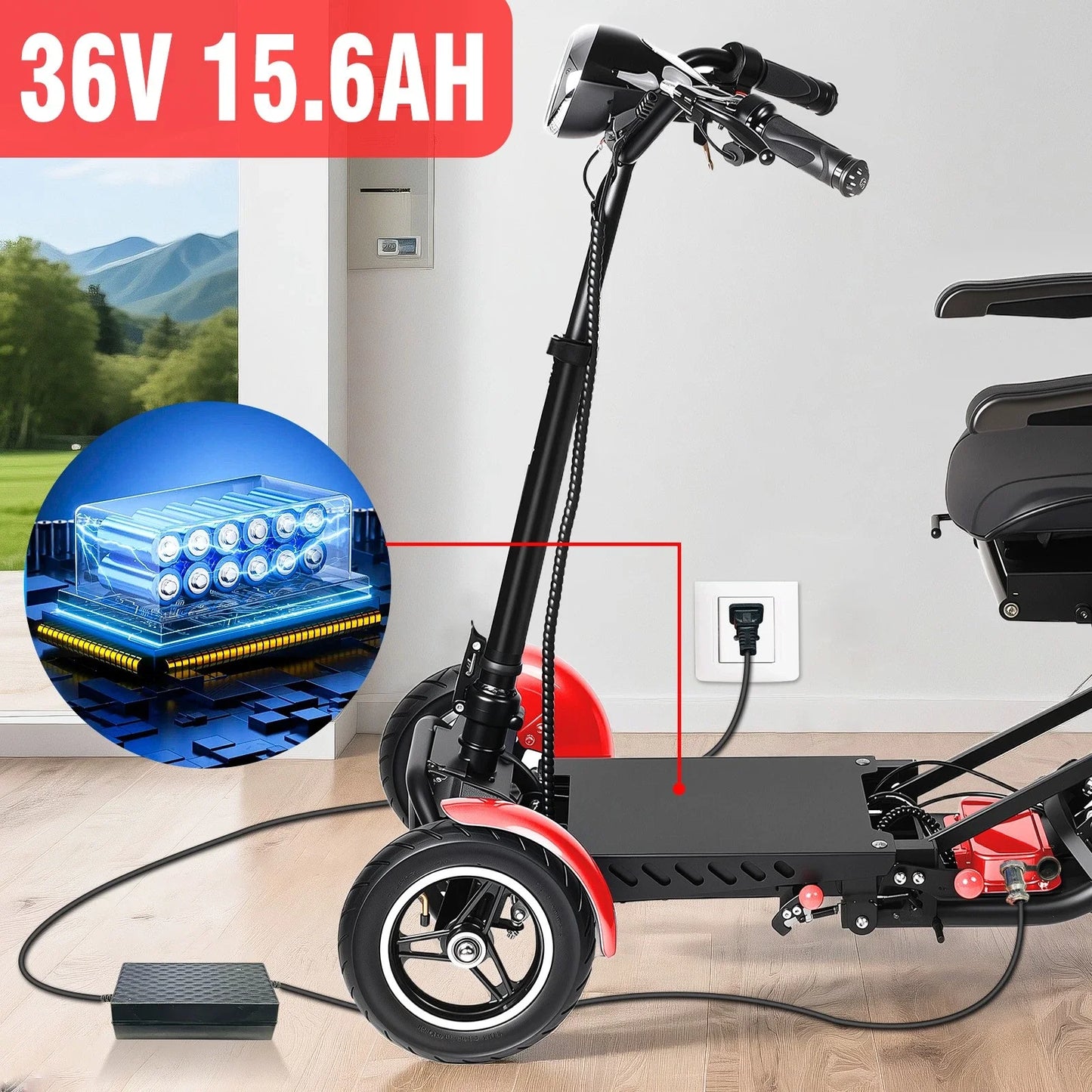 LELEKUAIC Folding 4 Wheel Mobility Scooter With 500W Dual Motor