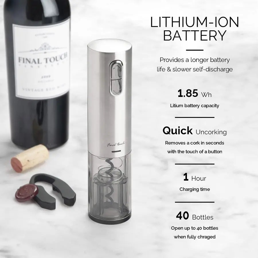 XMSJ Electric Corkscrew Stainless Steel USB Charging LED Lights Opener