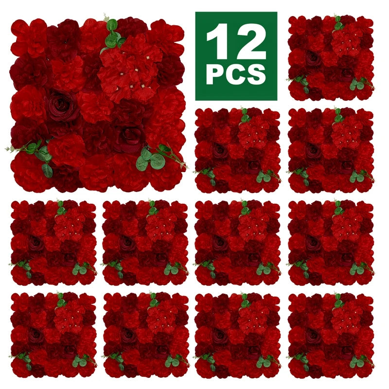 RUEESEECN 12 Pieces Flower Wall Backdrop 3D Rose Panels