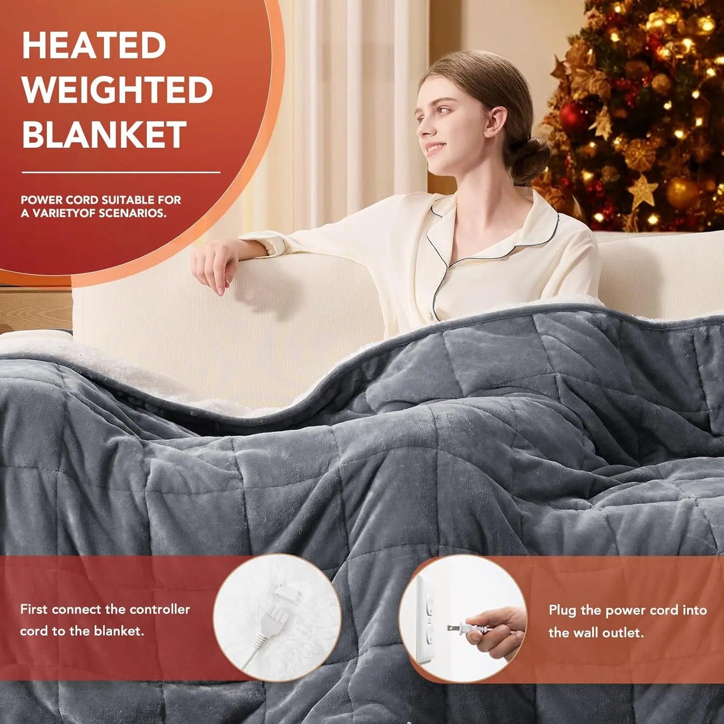 Heated Weighted Blanket With Auto Off And Ten Heat Levels