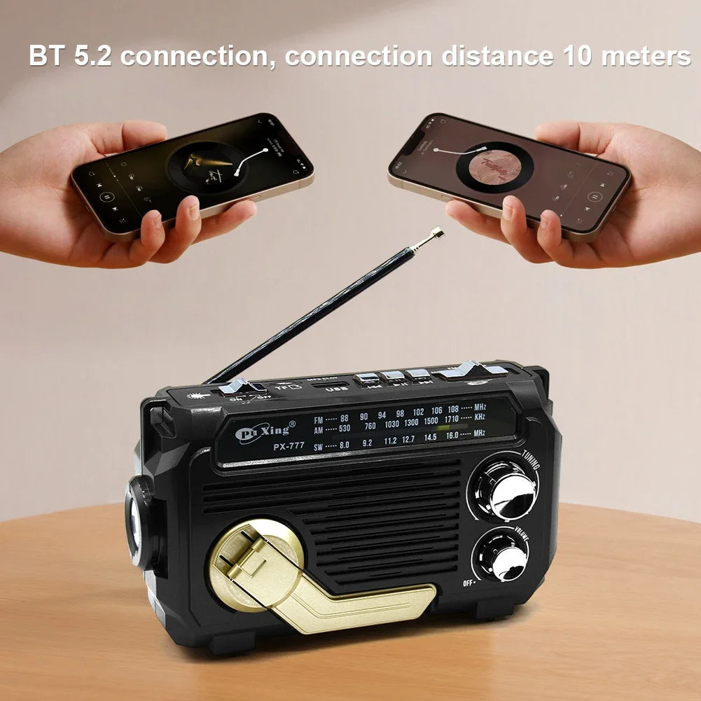 HOSPORT PX-777 Hand Crank AM FM Radio Solar Bluetooth Speaker