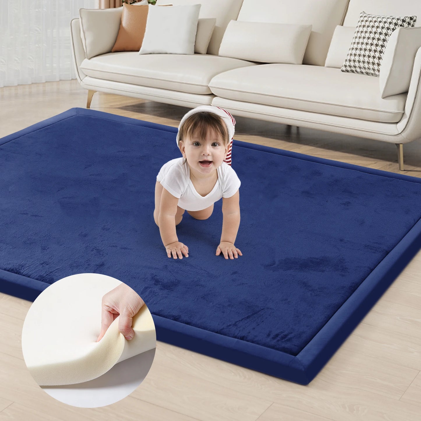 Huloo Sleep Memory Foam Playpen Mat Non Slip Bottom
