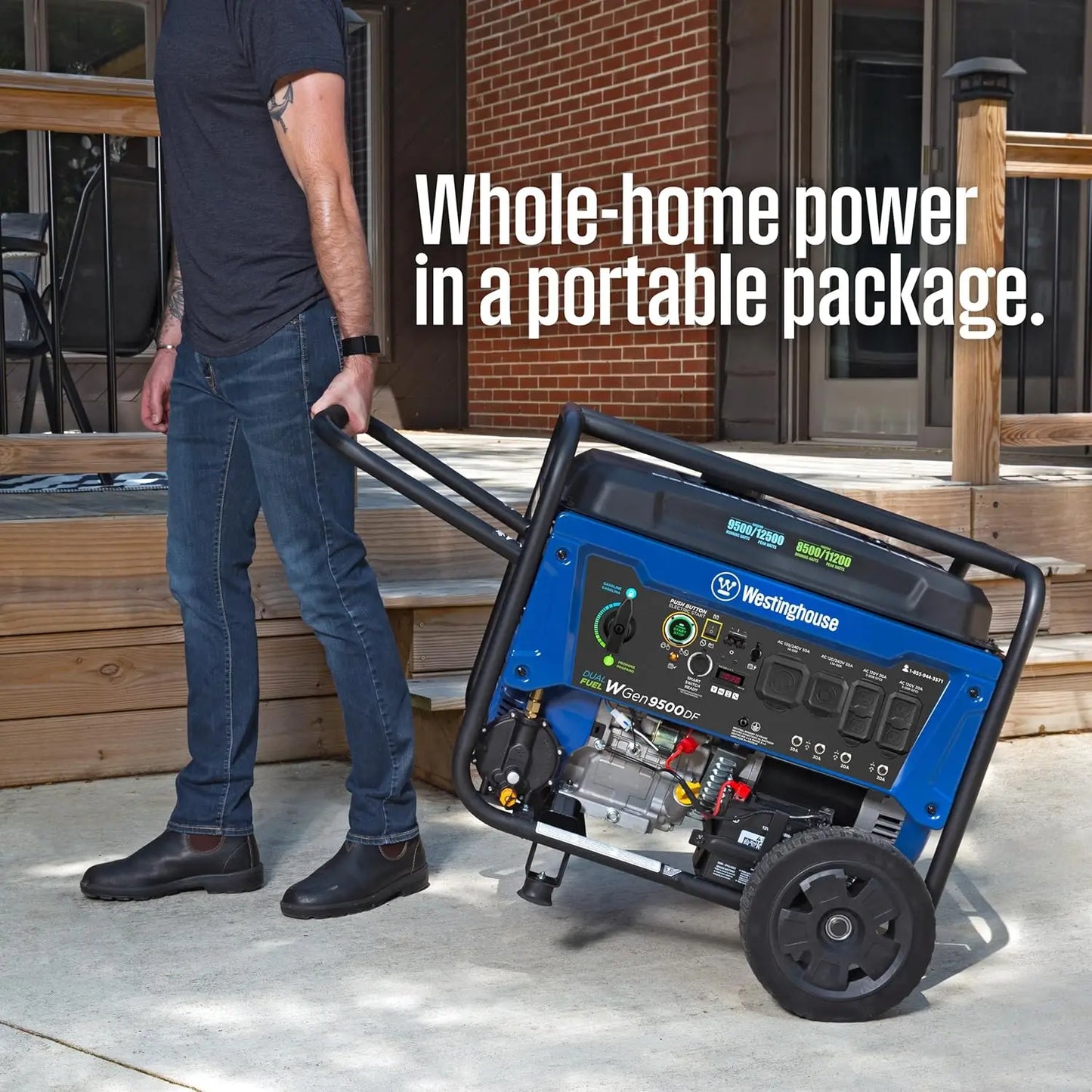 12500W Dual Fuel Portable Generator With Remote Start