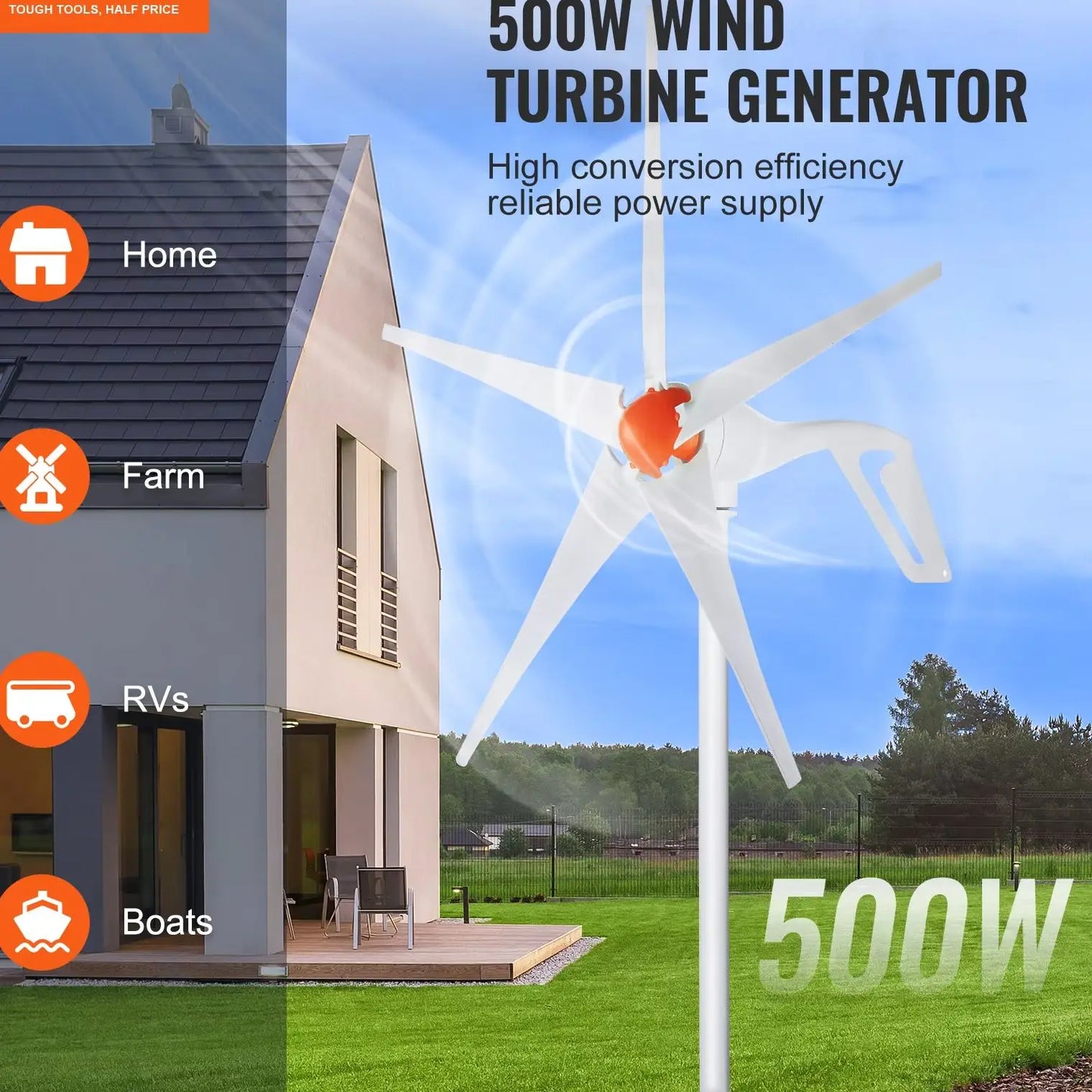 SucceBuy 12V Wind Turbine Generator With MPPT Controller 500W 800W