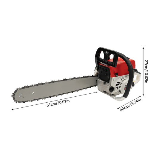 Gasoline Chainsaw 52cc Engine 20 Inch Bar Heavy Duty Cutting