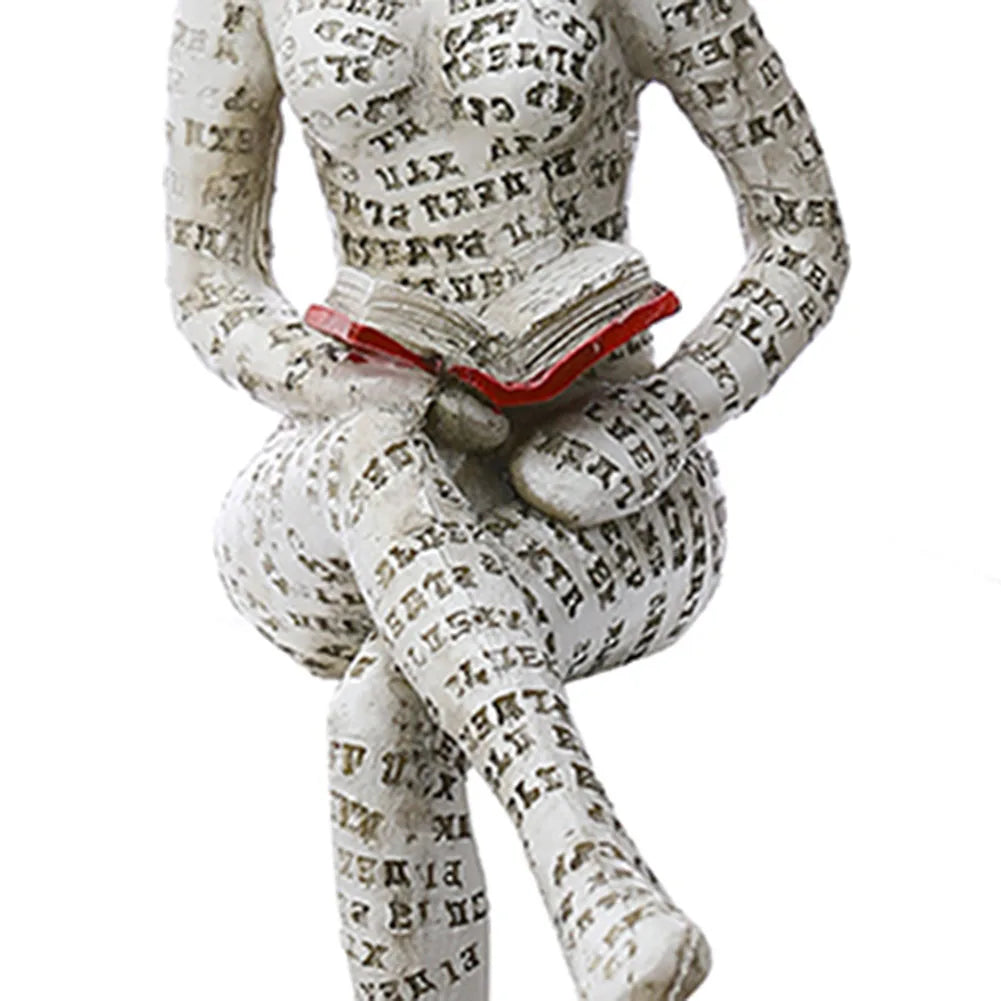 VKTECH Reading Woman Resin Statue for Home Desk Decor