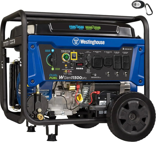 Dual Fuel Portable Generator With Remote Start 14500 Peak Watts