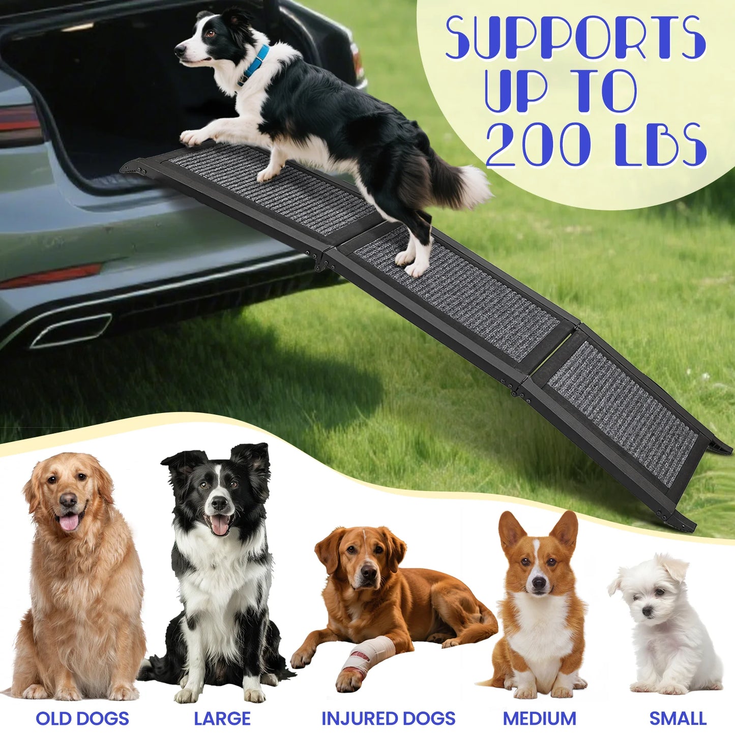 NONE Premium Foldable Dog Ramp For Car SUV Non Slip