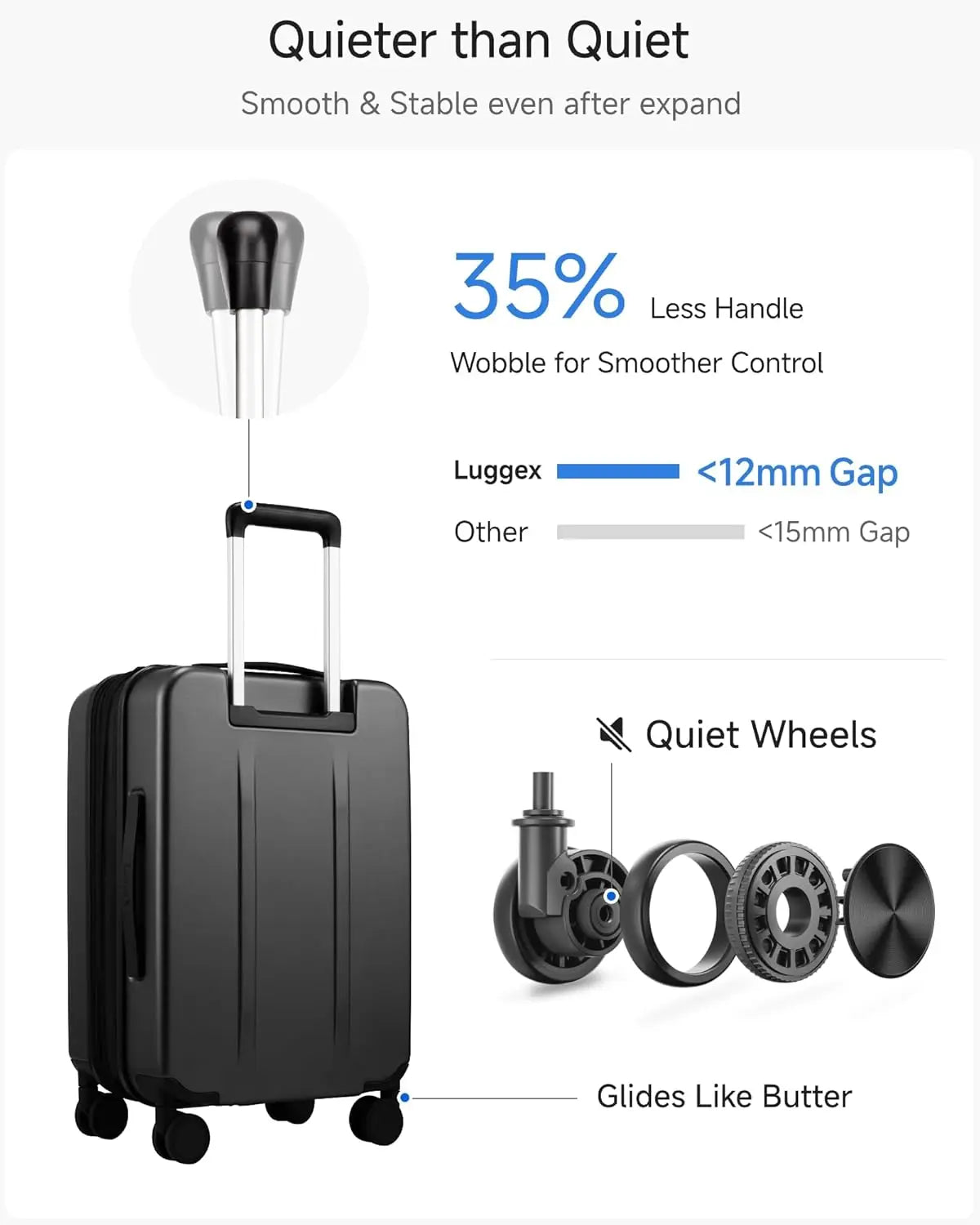 Expandable Polycarbonate Carry On Luggage With Front Pocket