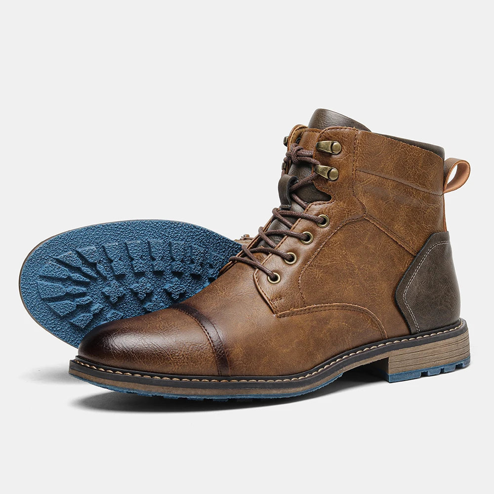 NONECN Retro Men Boots Ankle Outdoor Casual Footwear