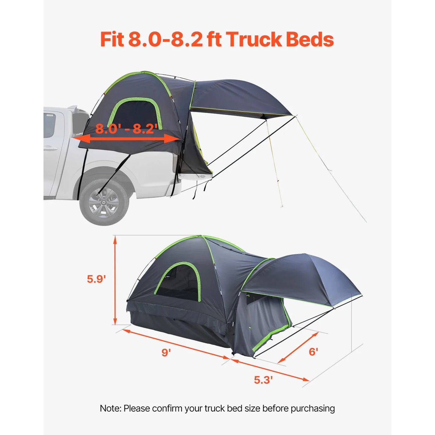 SucceBuy Pickup Truck Tent for Camping Waterproof PU2000 Two to Three Person