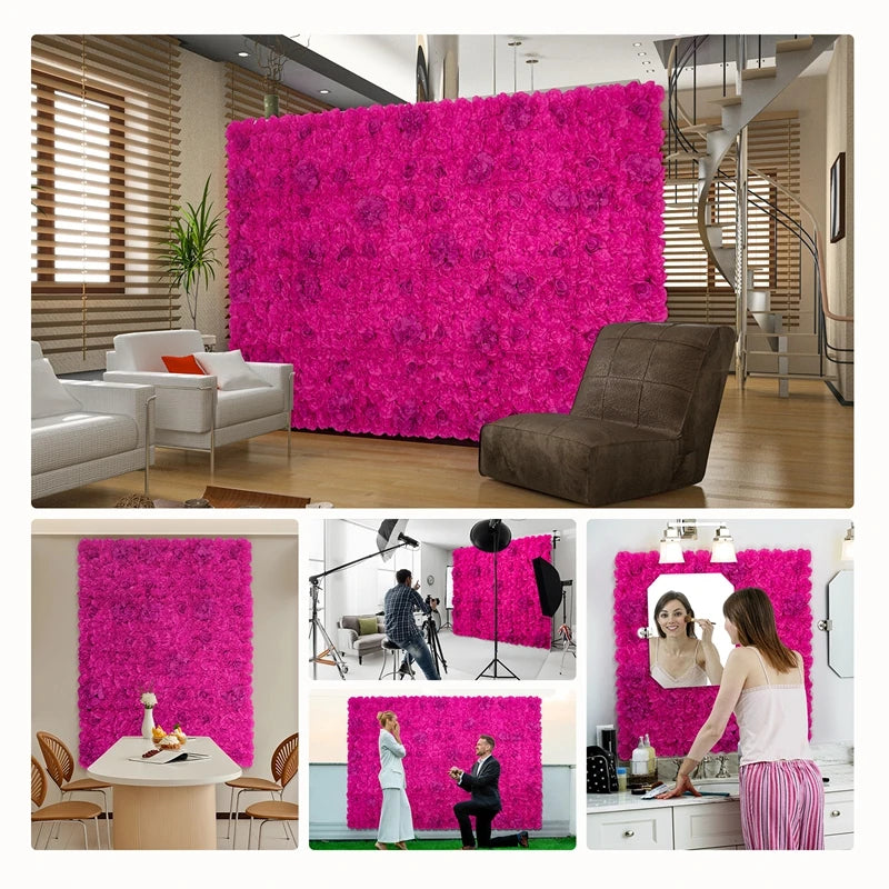 RUEESEECN 12 Pieces Flower Wall Backdrop 3D Rose Panels