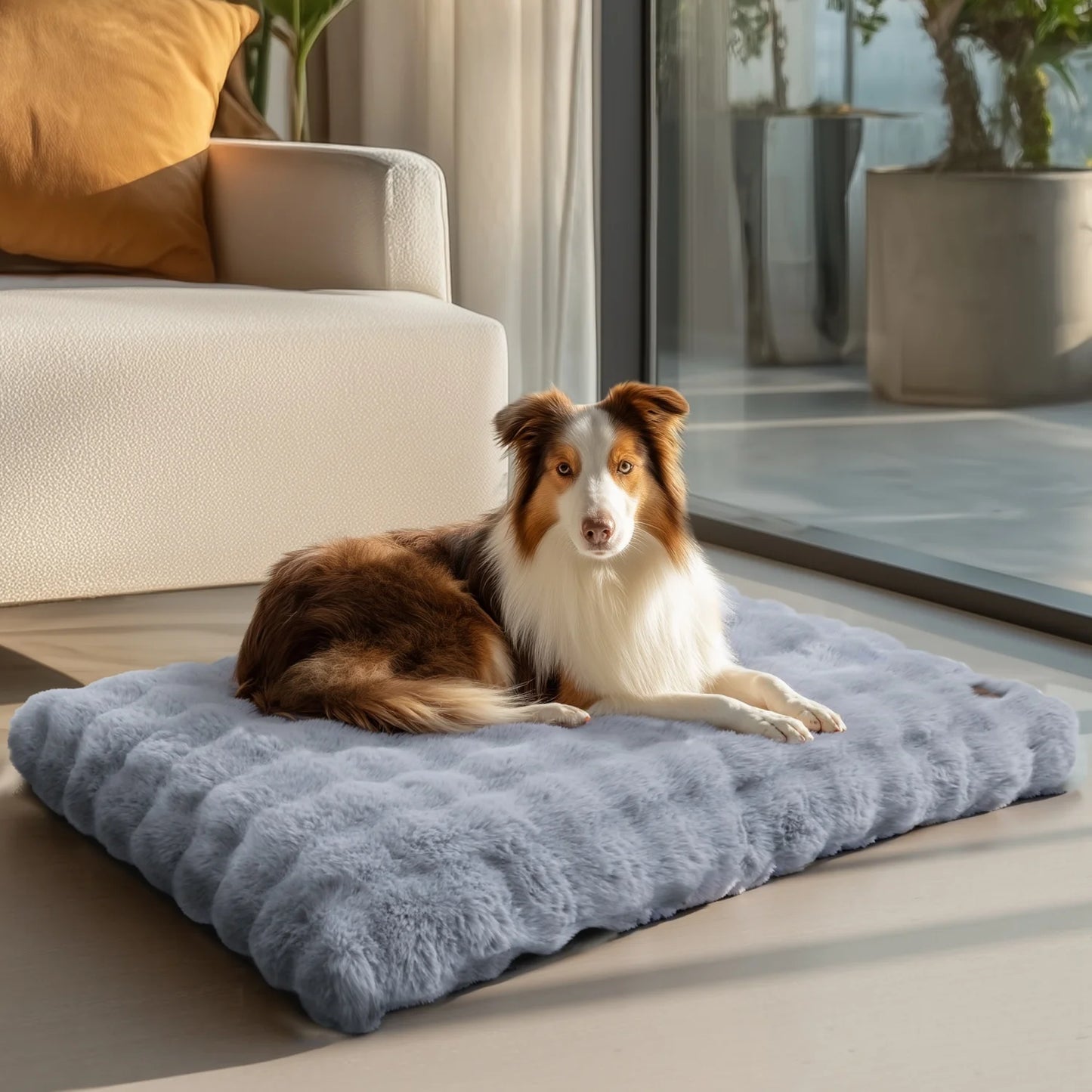 BINGOPAWCN Ultra Soft Plush Dog Bed With Thick Foam Base
