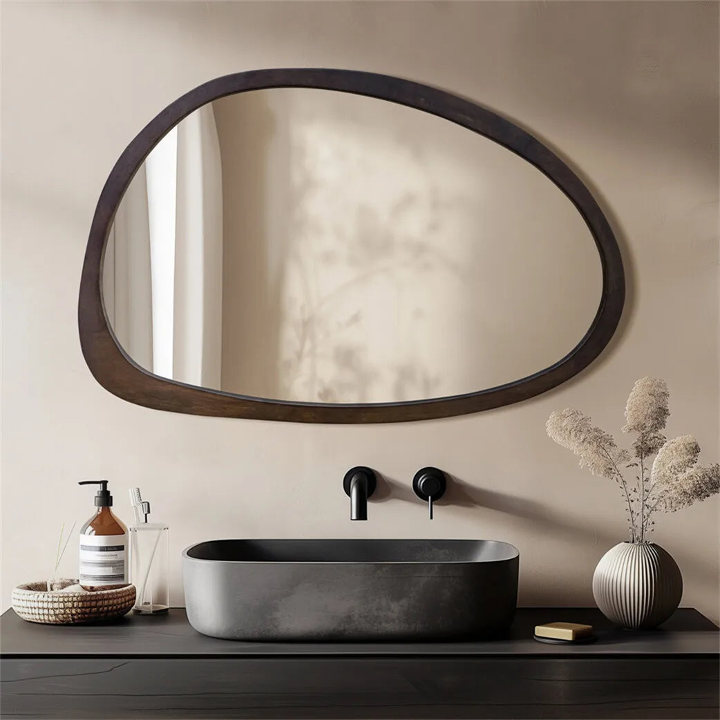 BORWART Wall Mirror With Irregular Industrial Wood Frame