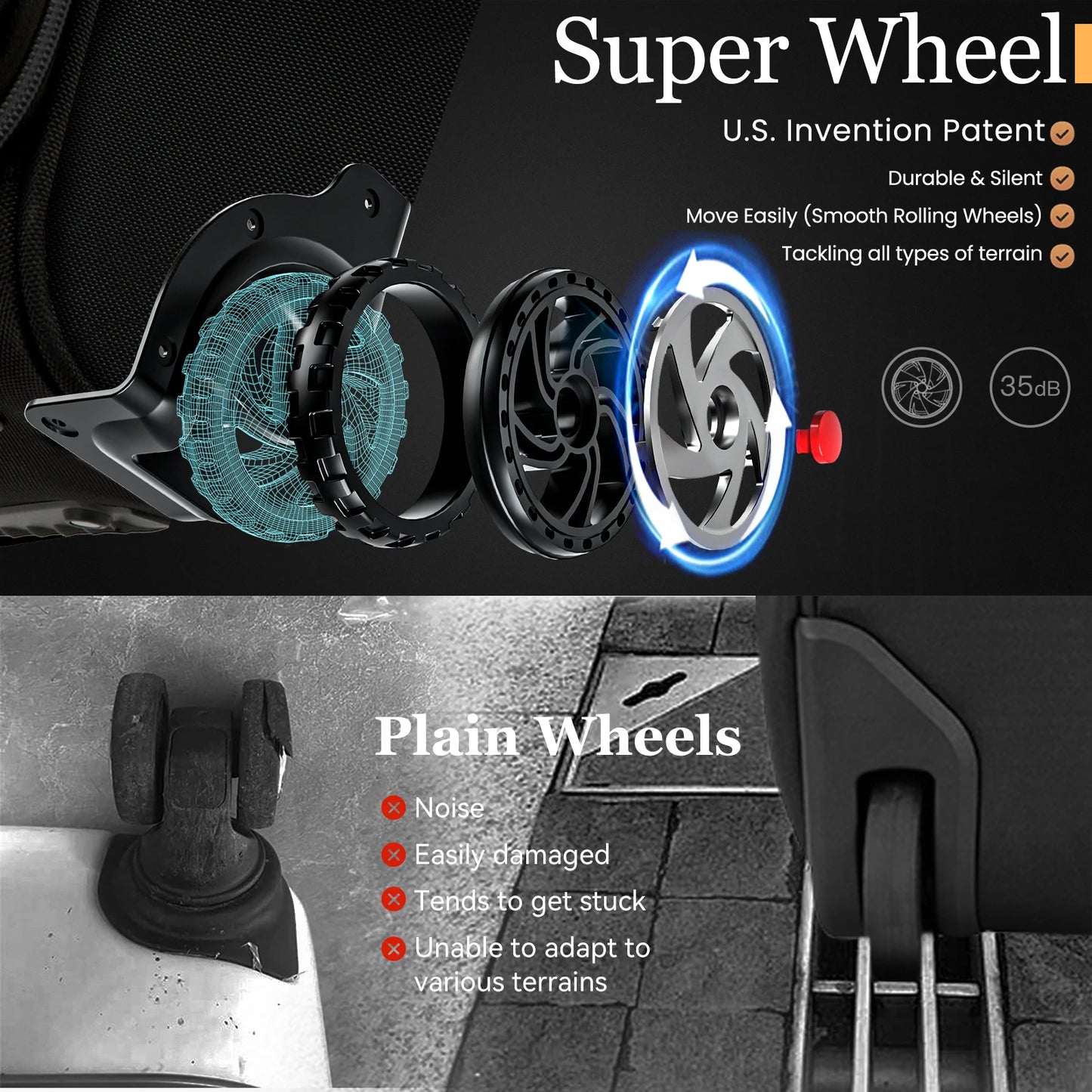 RUCYENCN Laptop Carry On Rolling Luggage Bag With Wheels