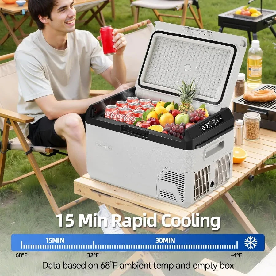 XMSJ 12V Car Refrigerator Portable Freezer with Reversible Door