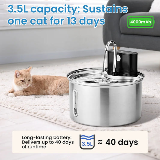 Cityflee Stainless Steel Cat Sensor Water Fountain Wireless Smart Dispenser