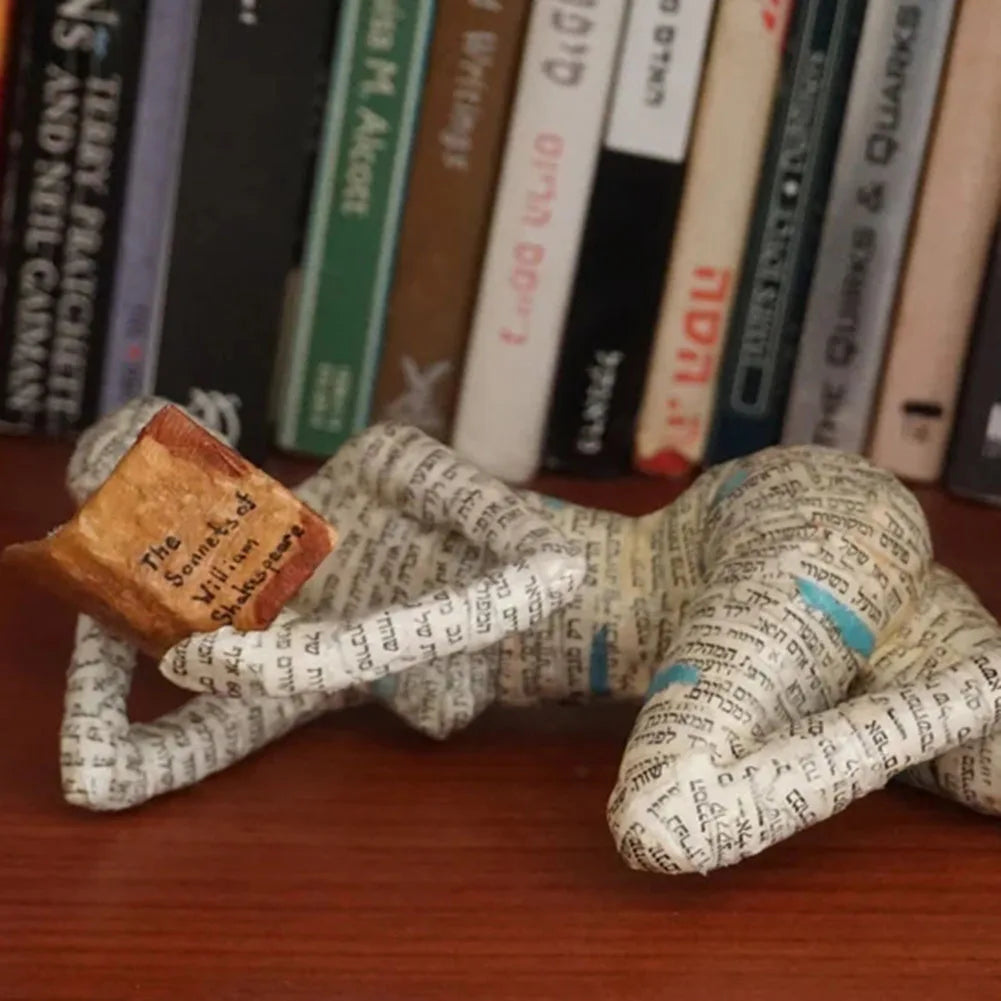 VKTECH Reading Woman Resin Statue for Home Desk Decor
