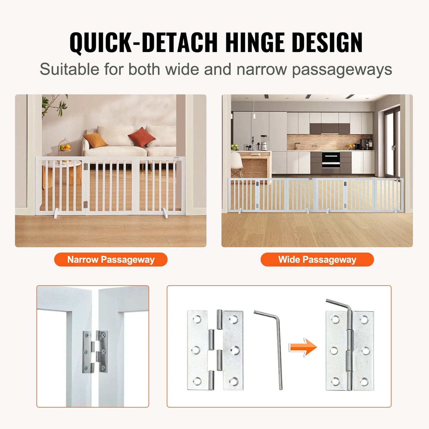 SucceBuy Free Standing 3 Panel Foldable Dog Gate Barrier