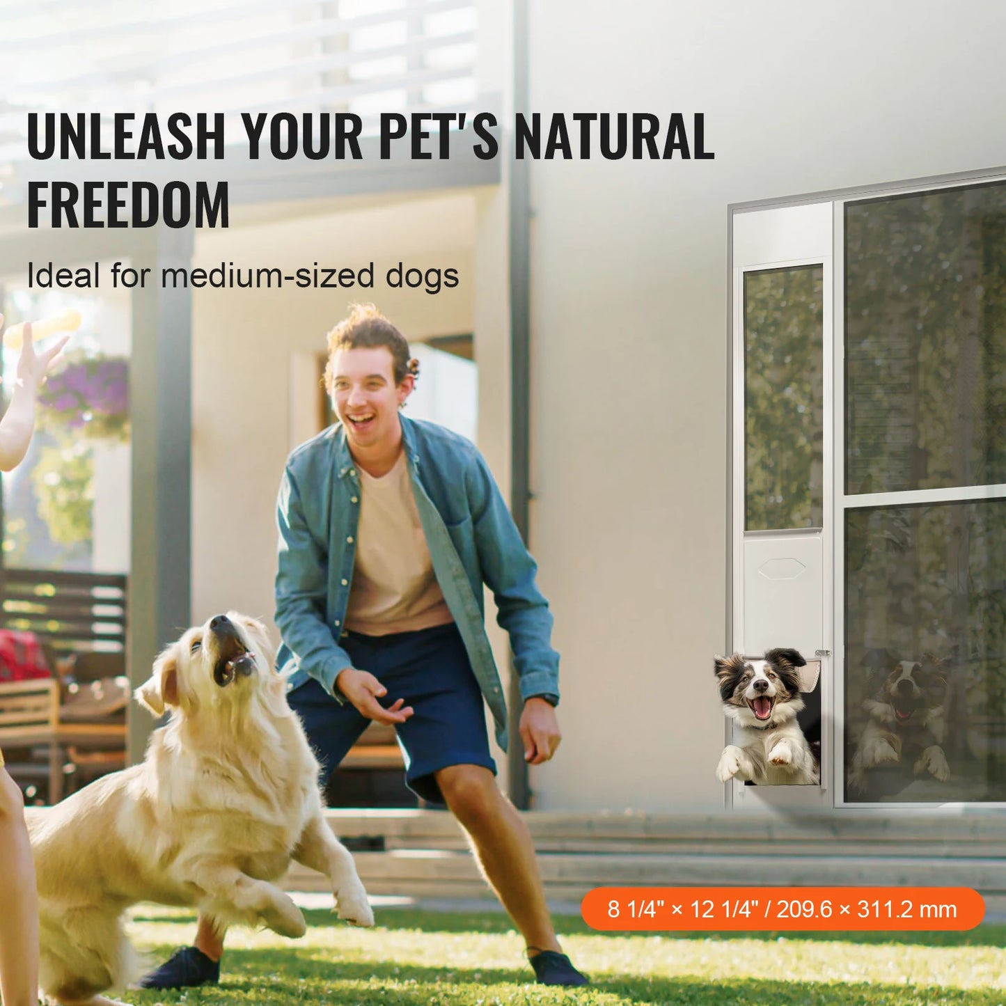 SucceBuy Sliding Glass Dog Door Aluminum Frame For Pets