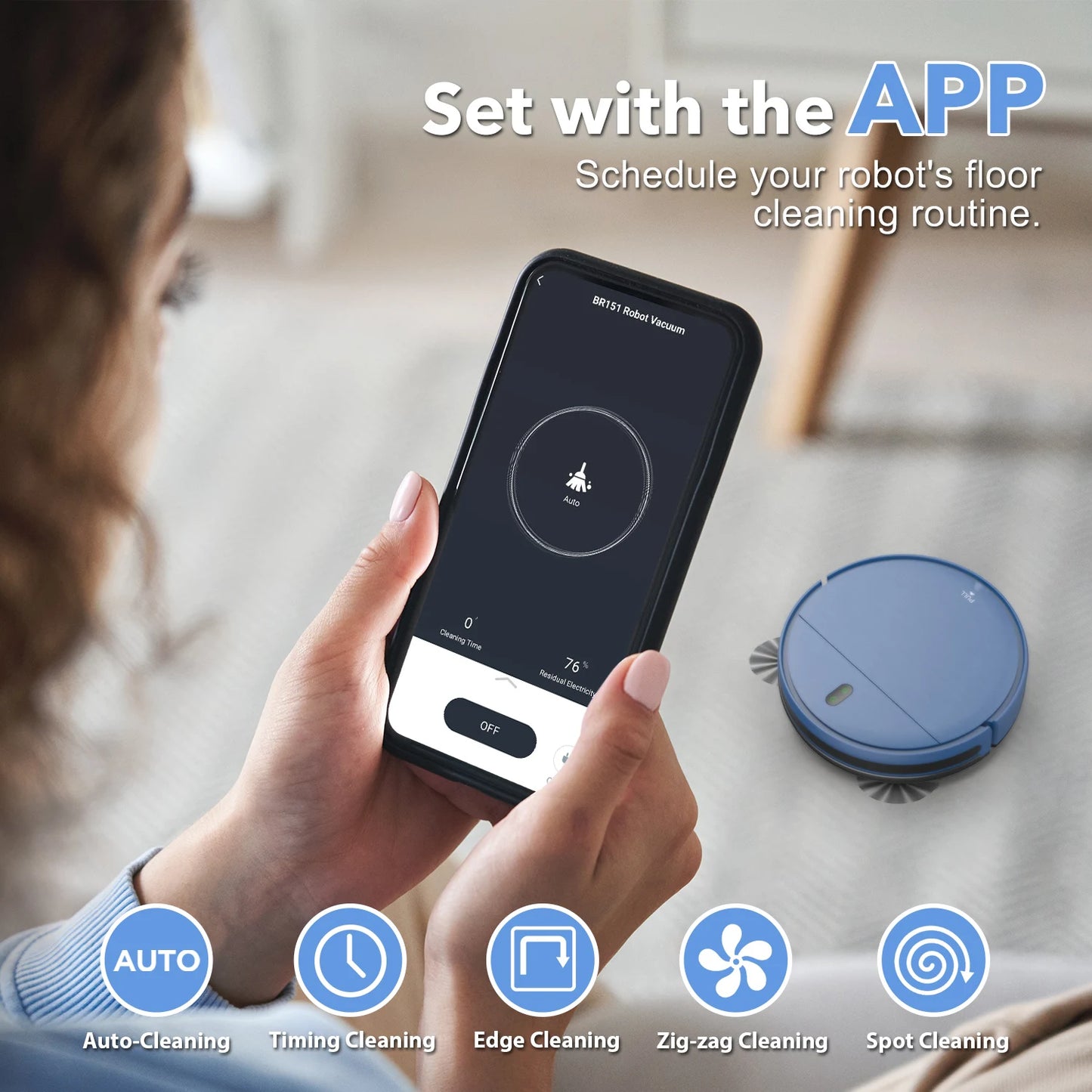 Omeser Robotic Vacuum And Mop Cleaner 2In1 5000Pa Suction