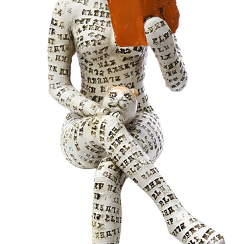 VKTECH Reading Woman Resin Statue for Home Desk Decor