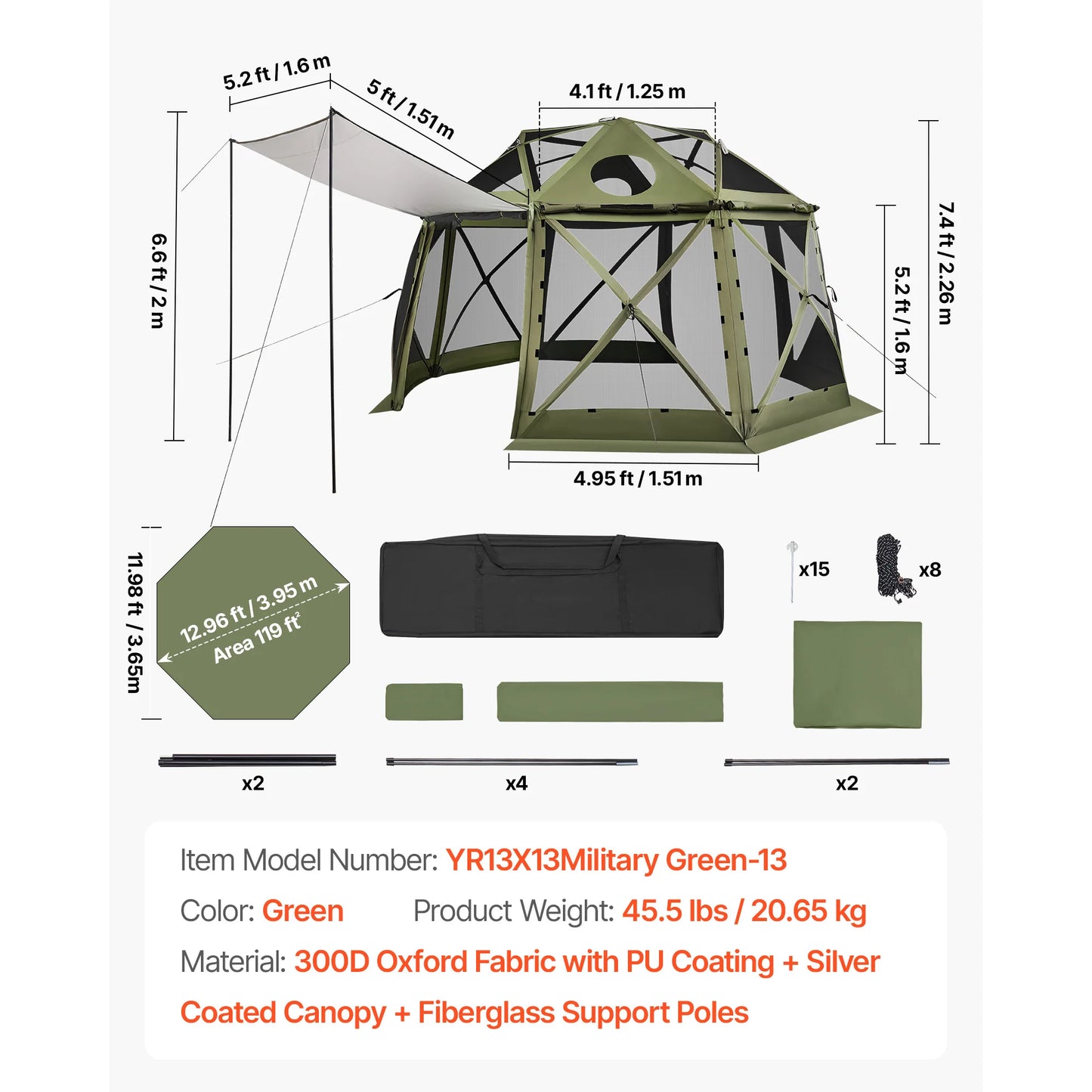 SucceBuy Pop Up Gazebo Screen Tent Easy QuickSet Shelter