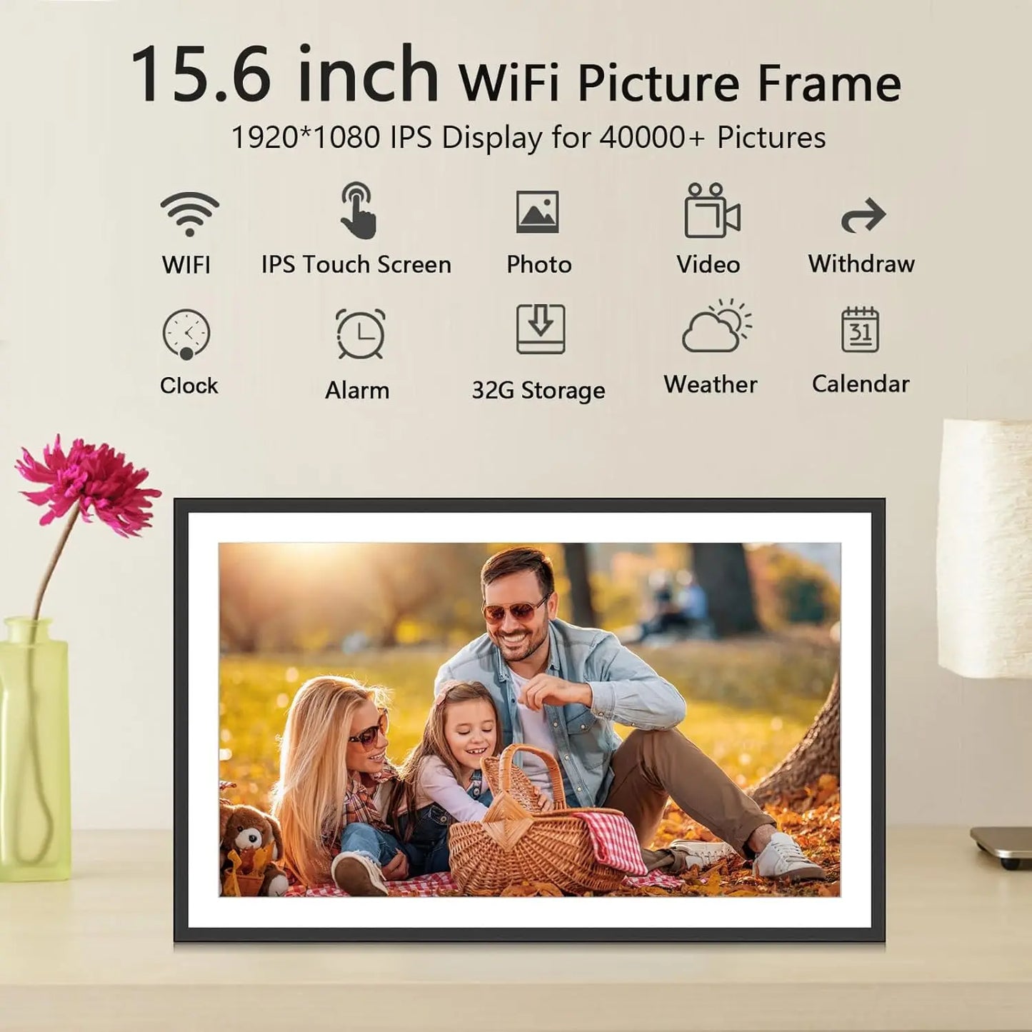 SSA 32GB WiFi Digital Photo Frame 1080P FHD Touch Screen