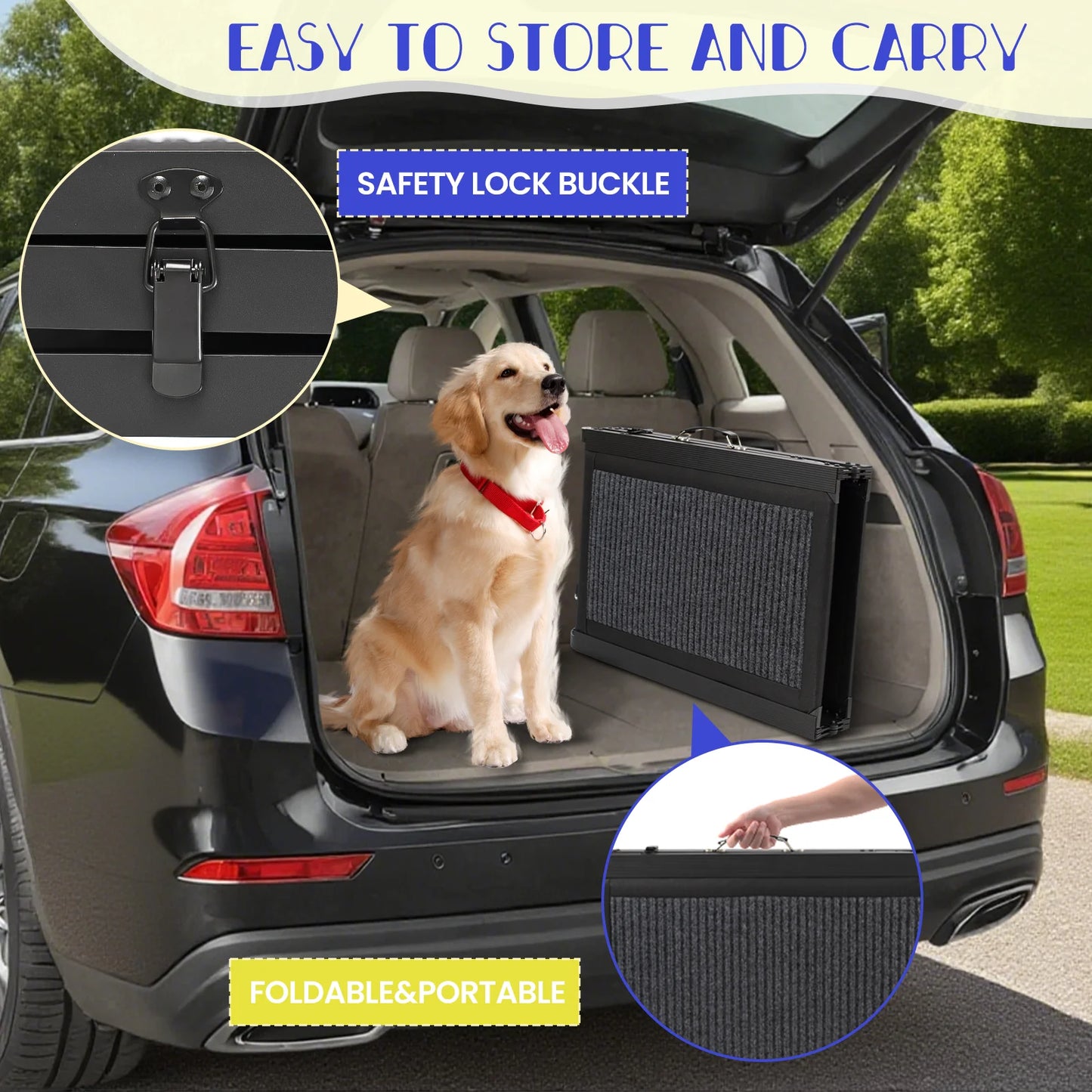 NONE Premium Foldable Dog Ramp For Car SUV Non Slip