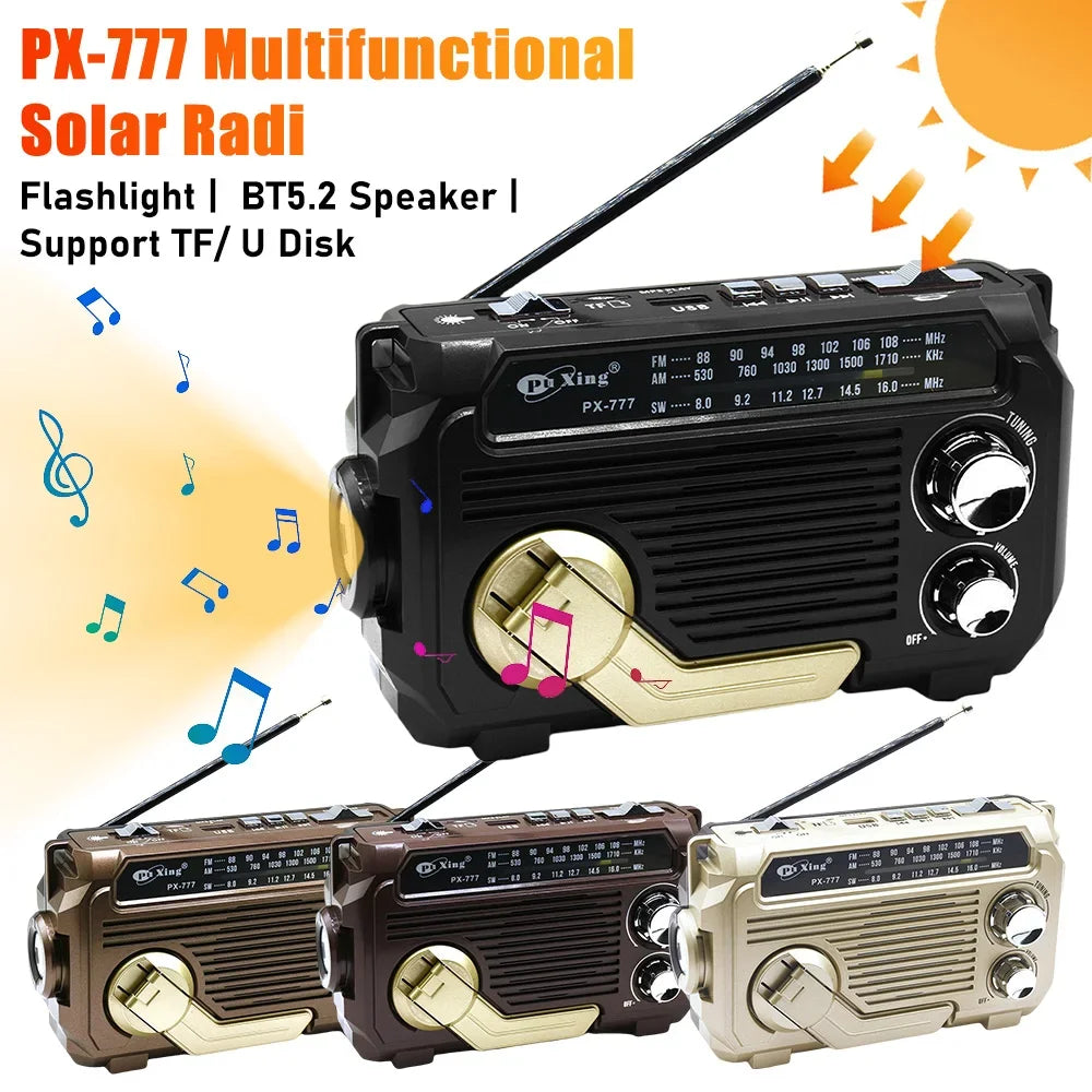 HOSPORT PX-777 Hand Crank AM FM Radio Solar Bluetooth Speaker