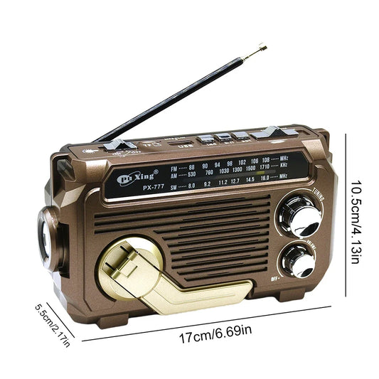 HOSPORT PX-777 Hand Crank AM FM Radio Solar Bluetooth Speaker
