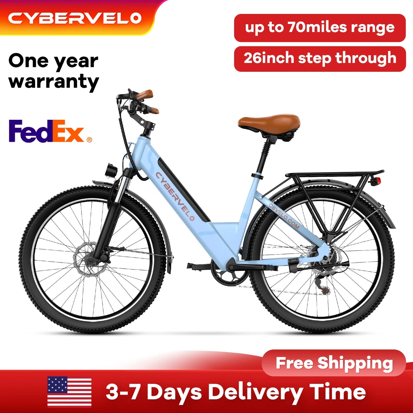 CYBERVELO EK2 Electric Bike 1000W Peak Motor 80 Mile Range