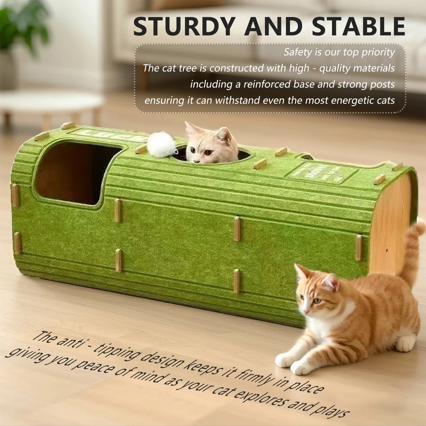 NONECN Three Story Felt Cat Tree With Scratching Posts Cave