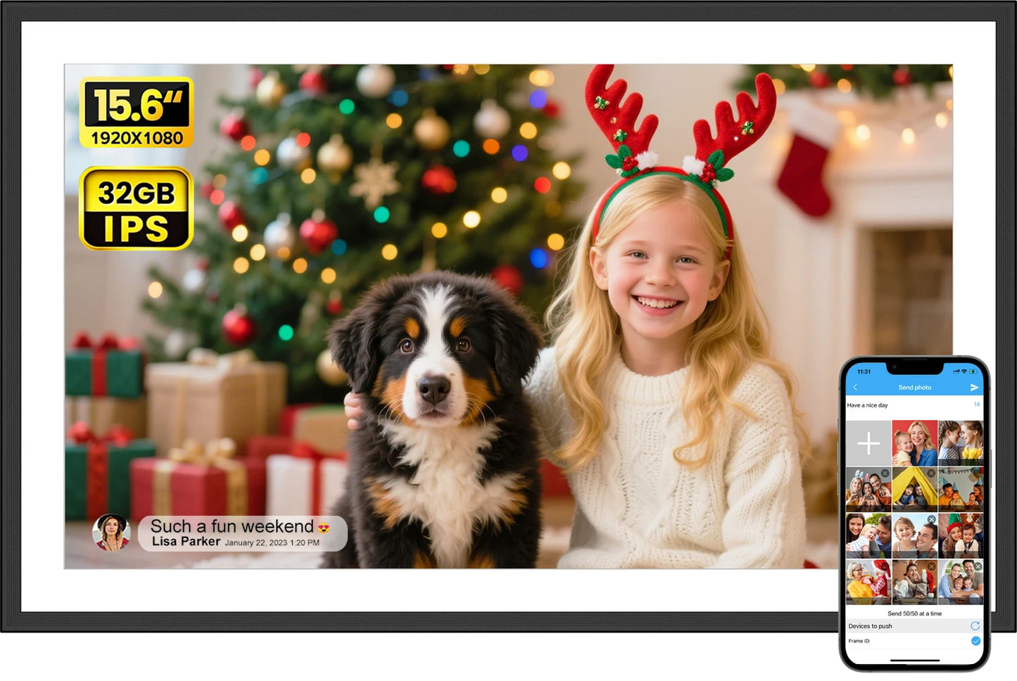 SSA 32GB WiFi Digital Photo Frame 1080P FHD Touch Screen