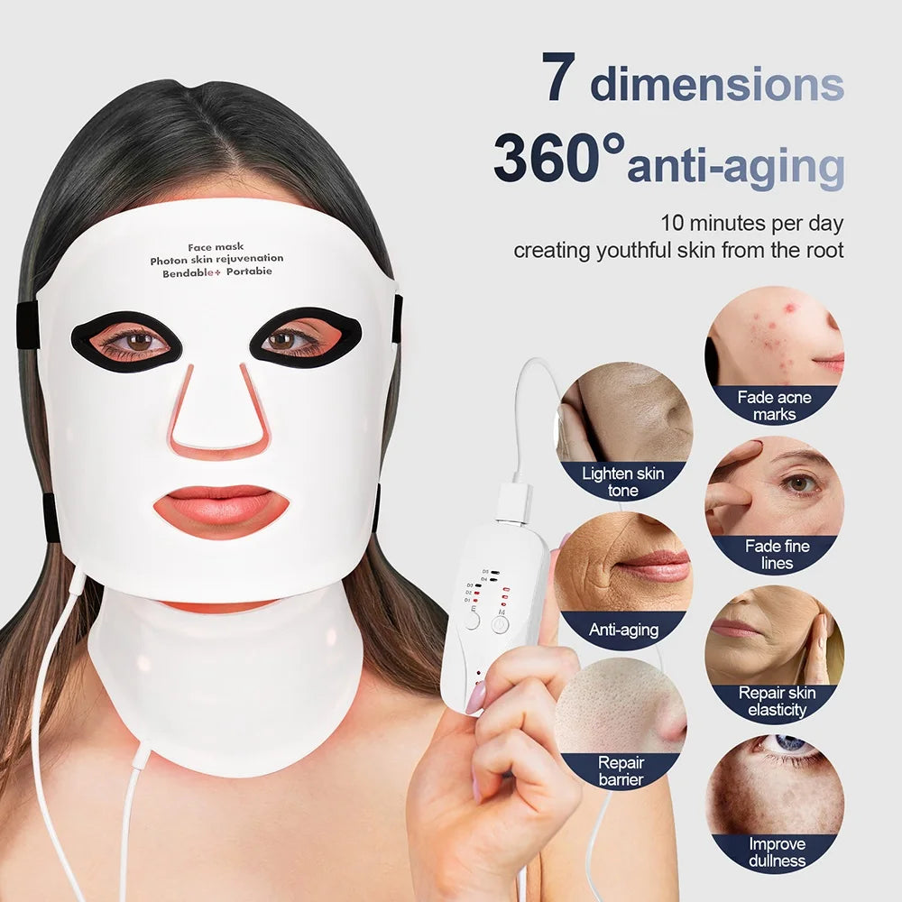 Foreverlily Silicone LED Mask With Neck Infrared Therapy