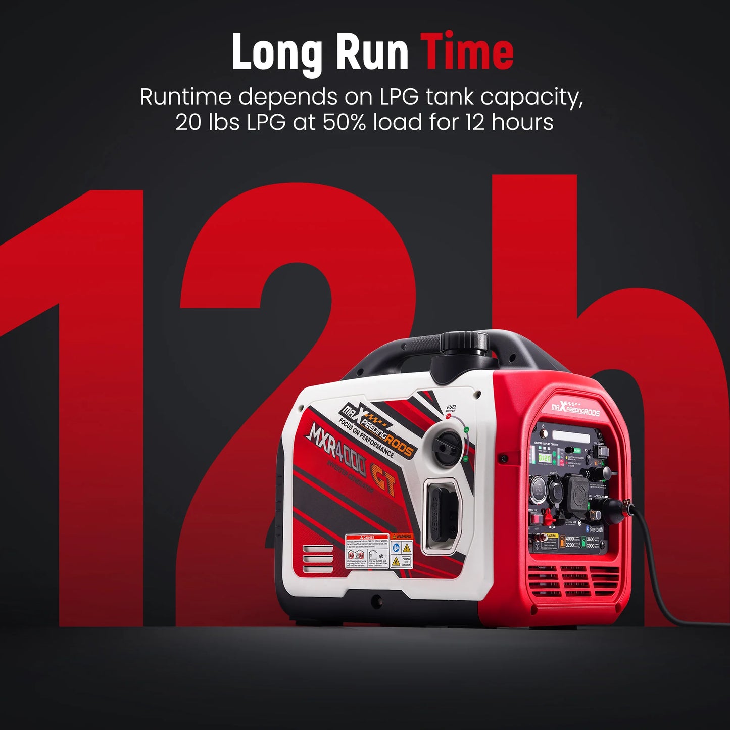 Maxpeedingrods 4KW Portable Dual Fuel Inverter Generator Bluetooth LPG