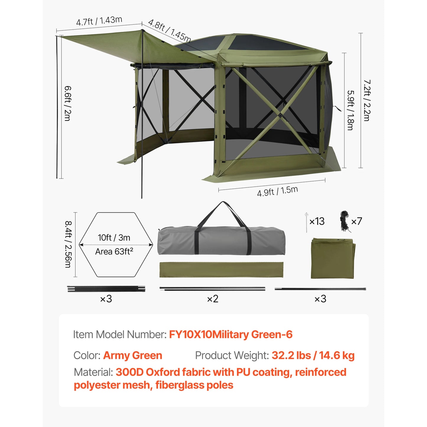 SucceBuy Pop Up Gazebo Screen Tent Easy QuickSet Shelter